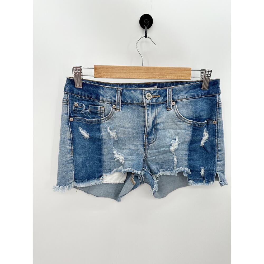 Dex Tuxedo Blue Mid Rise Slim Distressed Cut Off Denim Shorts Womens Size 27